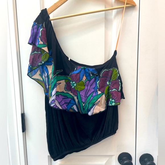 Free People Asymmetrical floral tube top, size Medium (runs large) - Picture 2 of 2